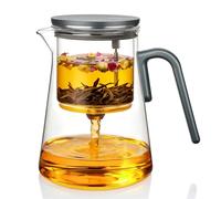 ZENS Theiere avec infuseur, Magic théière en verre avec Couvercle à succion magnétique pour Thé en Feuilles ou les fleurs Machine à Thé cadeaux pour les amateurs de thé-1000ML