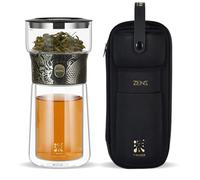 ZENS theiere avec infuseur, magique à une seule touche théière en verre pour Thé en Feuilles vrac sans dégâts, Cool Machine à Thé avec Tasse isotherme et sac de thé portable, à offrir en cadeau
