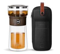 ZENS theiere avec infuseur, magique à une seule touche théière en verre pour Thé en Feuilles vrac sans dégâts, Machine à Thé avec Tasse isotherme et sac de thé portable, à offrir en cadeau
