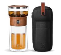 ZENS theiere avec infuseur, magique à une seule touche théière en verre pour Thé en Feuilles vrac sans dégâts, Machine à Thé avec Tasse isotherme et sac de thé portable, à offrir en cadeau