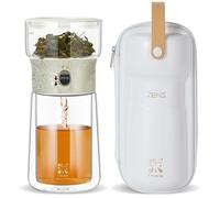 ZENS theiere avec infuseur, magique à une seule touche théière en verre pour Thé en Feuilles vrac sans dégâts, Cool Machine à Thé avec Tasse isotherme et sac de thé portable, à offrir en cadeau