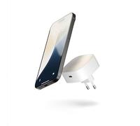 Zens Wireless Charging EU Power Adapter, Chargeur sans Fil de 15 W Compatible avec MagSafe et Qi pour iPhone 16,15,14,13,12 et AirPods, Port USB-C de 18 W, Blanc