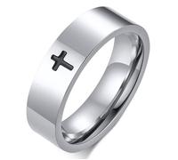 Zense - Bague croix latine pour homme en acier argenté ZR0167 58