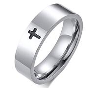 ZENSE - Bague croix latine pour homme en acier argenté ZR0167, taille 70