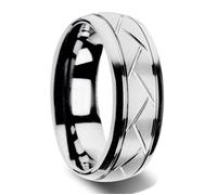 Zense - Bague homme argentée brillante avec rainures ZR0176 67