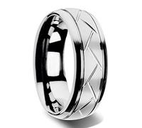 ZENSE - Bague Homme argentée Brillante avec rainures ZR0176, Taille 61