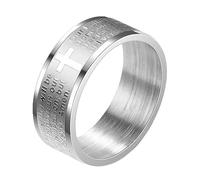 ZENSE - Bague homme avec gravure prière du Notre Père et croix latine ZR0152, taille 67