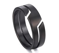 ZENSE - Bague Homme avec Structure Fendue Noire ZR0175, Taille 67