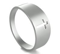 ZENSE - Bague homme en acier argenté avec croix latine découpée ZR0180, taille 61
