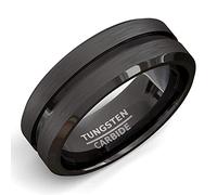 ZENSE - Bague homme en acier noir mat avec rainure ZR0170, taille 58