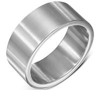 ZENSE - Bague homme large en acier inoxydable argenté mate, pour le mariage ou les fiançailles ZR0103, taille 64
