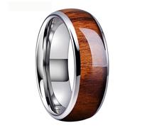 Zense - Bague Homme Lisse Confortable En Acier Façon Boisée Zr0178