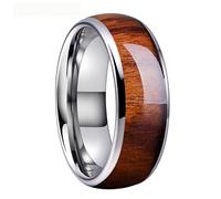 Zense - Bague Homme Lisse Confortable En Acier Façon Boisée Zr0178