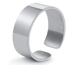 ZENSE - Bague homme ouverte taille ajustable en acier brillant ZR0182
