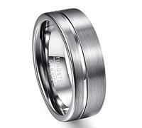 ZENSE - Bague homme satinée rainurée en acier argenté ZR0172, taille 64