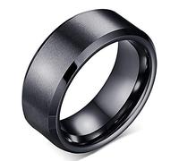 ZENSE - Bague noire brossée pour homme ZR0162, taille 64