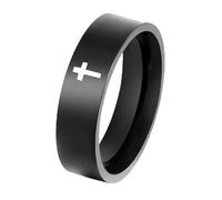 ZENSE - Bague noire en acier pour homme avec croix latine ZR0179