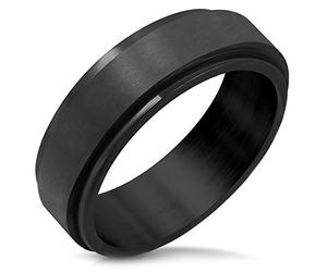 ZENSE - Bague tournante pour homme de couleur noire mate ZR0157, taille 65