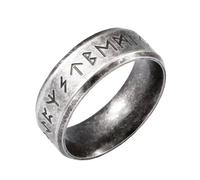 ZENSE - Bague viking vintage, alphabet runique, acier vieilli ZR0187, taille 71