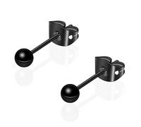 Zense - Boucles d'oreilles billes pour homme en acier noir ZE0072