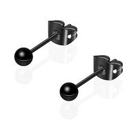 Zense - Boucles D'oreilles Billes Pour Homme En Acier Noir Ze0072