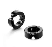 Zense - Boucles d'oreilles homme acier noir sans perçage des oreilles ZE0070-A