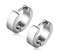 Zense - Boucles d'oreilles homme en acier argenté ZE0018, Argenté