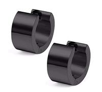 Zense - Boucles d'oreilles homme en acier inoxydable noir mate ZE0071