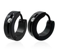 ZENSE - Boucles d'oreilles homme en acier noir et diamant CZ ZE0005-EPC