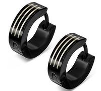 Zense - Boucles d'oreilles homme en acier noir ZE0032