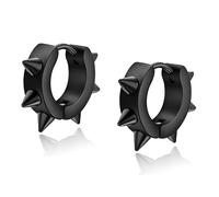 Zense - Boucles D'oreilles Noires Avec Des Pics Punk Et Gothique Ze0074