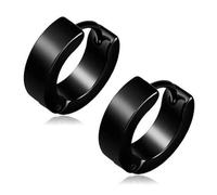 Zense - Boucles d'oreilles noires homme en arceau ZE0062
