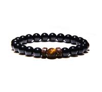 Zense - Bracelet Ajustable Homme Perles Noires Lisses Magma Et Onyx Zb0343