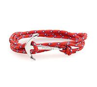 ZENSE - Bracelet cordon ancre marine ajustable ZB0346, Rouge orangé