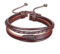 Zense - Bracelet Cordon Cuir Homme Marron et Ajustable ZB0404