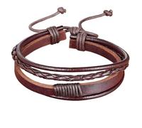 ZENSE - Bracelet Cordon Cuir Homme Marron et Ajustable ZB0404