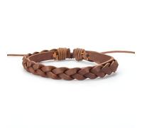 ZENSE - Bracelet cordon cuir tressé homme marron ajustable ZB0401