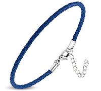 Zense - Bracelet Cuir Fin Bleu Pour Homme Et Réglable Par Extension Zb0376