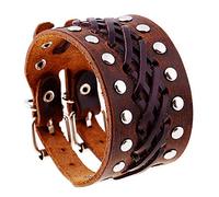 Zense - Bracelet De Force Homme Biker En Cuir Ajustable Marron Zb0325