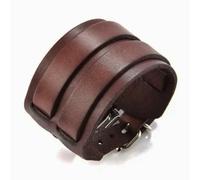 Zense - Bracelet De Force Marron En Cuir Pour Homme Avec Double Lanière Zb0345