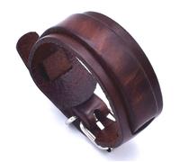 Zense - Bracelet de force pour homme en cuir ajustable marron ZB0322