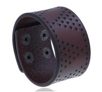 Zense - Bracelet force homme biker ou motard en cuir ajustable marron ZB0326