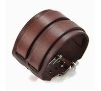 Zense - Bracelet force marron en cuir pour homme double lanières ZB0345