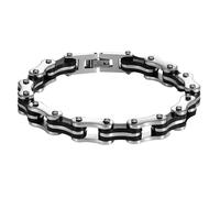 Zense - Bracelet gourmette pour homme Biker acier inoxydable argenté noir chaîne de moto vélo ZB0349