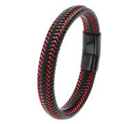 ZENSE - Bracelet homme cuir tressé noir et rouge avec fermeture magnétique ZB0394