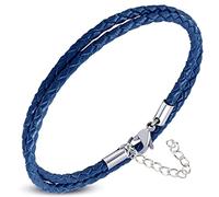 ZENSE - Bracelet pour homme en cuir véritable fin et tressé avec double enroulement [ajustement au poignet avec extension 5cm]