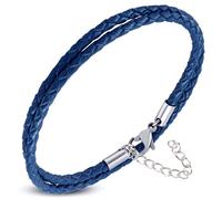 Zense - Bracelet homme en cuir fin bleu double enroulement et réglable ZB0379