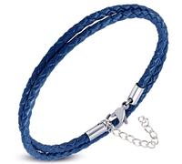 Zense - Bracelet Homme En Cuir Fin Bleu Double Enroulement Et Réglable Zb0379