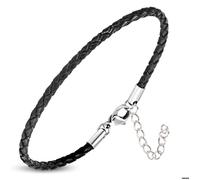 Zense - Bracelet homme en cuir fin de couleur noire ZB0240 [avec extension 5 cm]