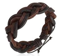 Zense - Bracelet homme ZB0053 en cuir marron et noir tressé ajustable